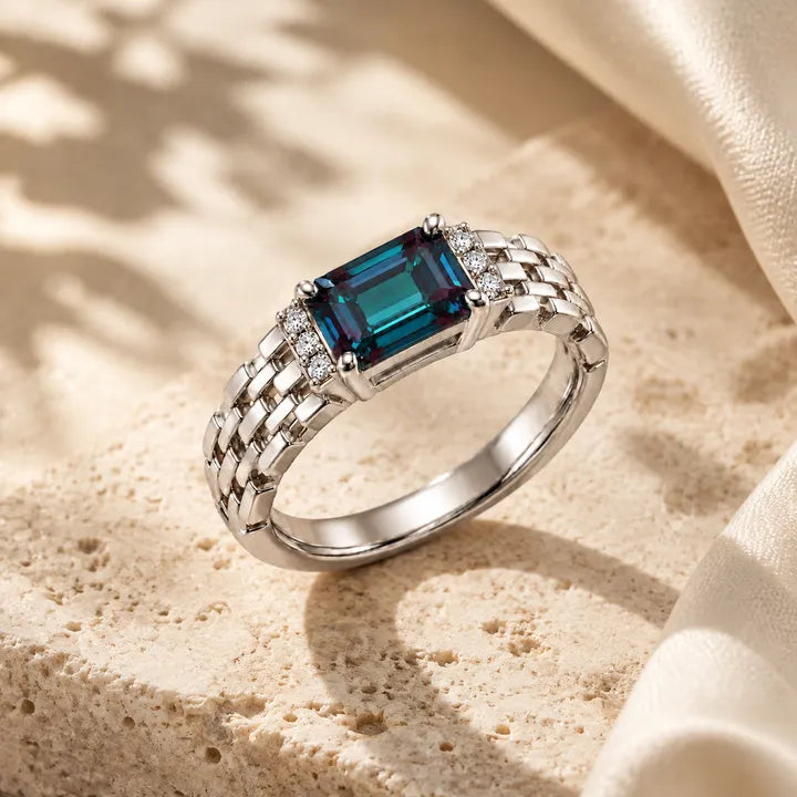 Gilded Loom lab-grown alexandrite ring