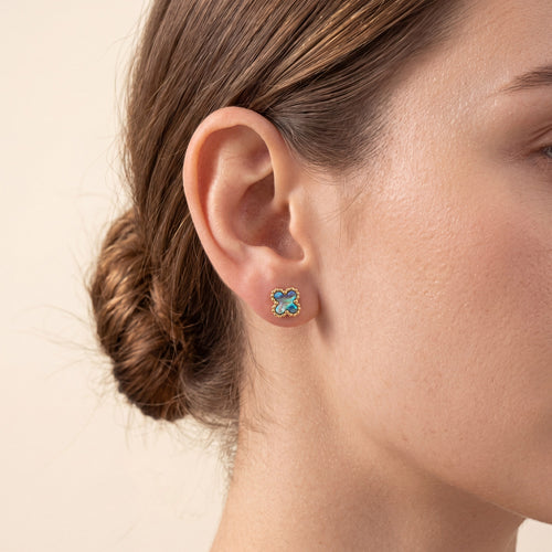 Abalone Shell Clover Titanium Flat Back Earring - image 2