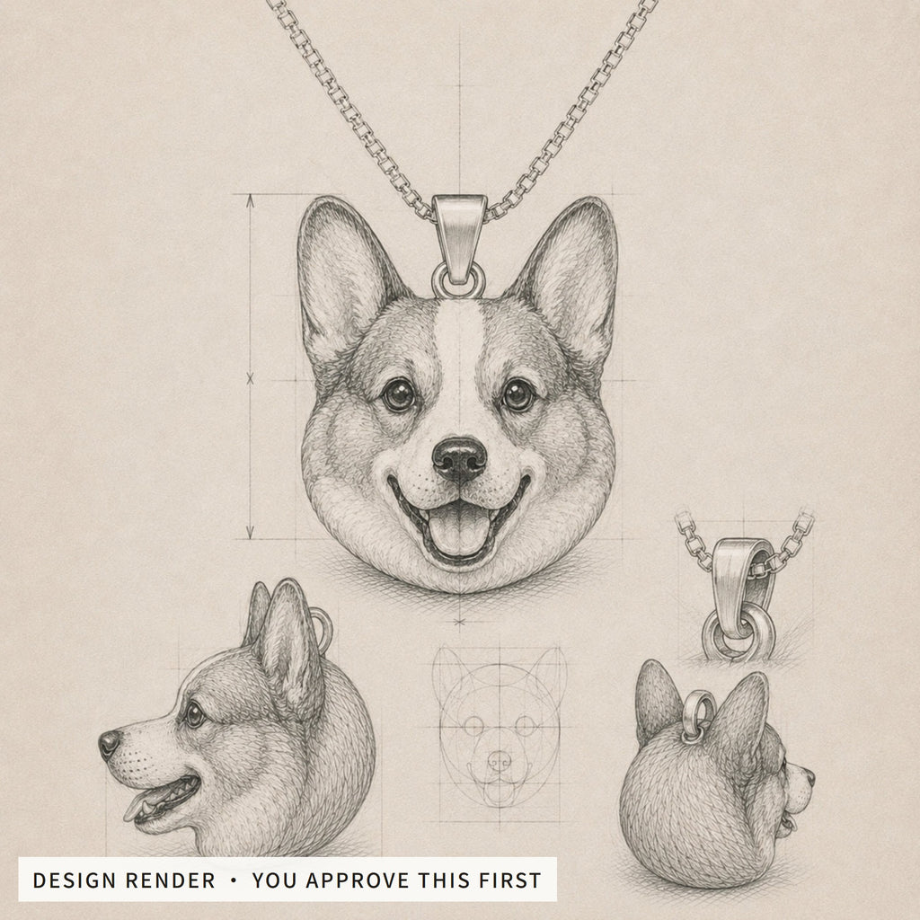 Design render: the design sheet you approve before we cast