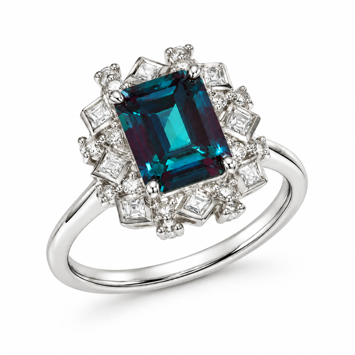 Deco Regent Lab-Grown Alexandrite Ring