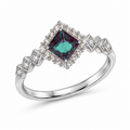 Woven Halo Lab-Grown Alexandrite Ring