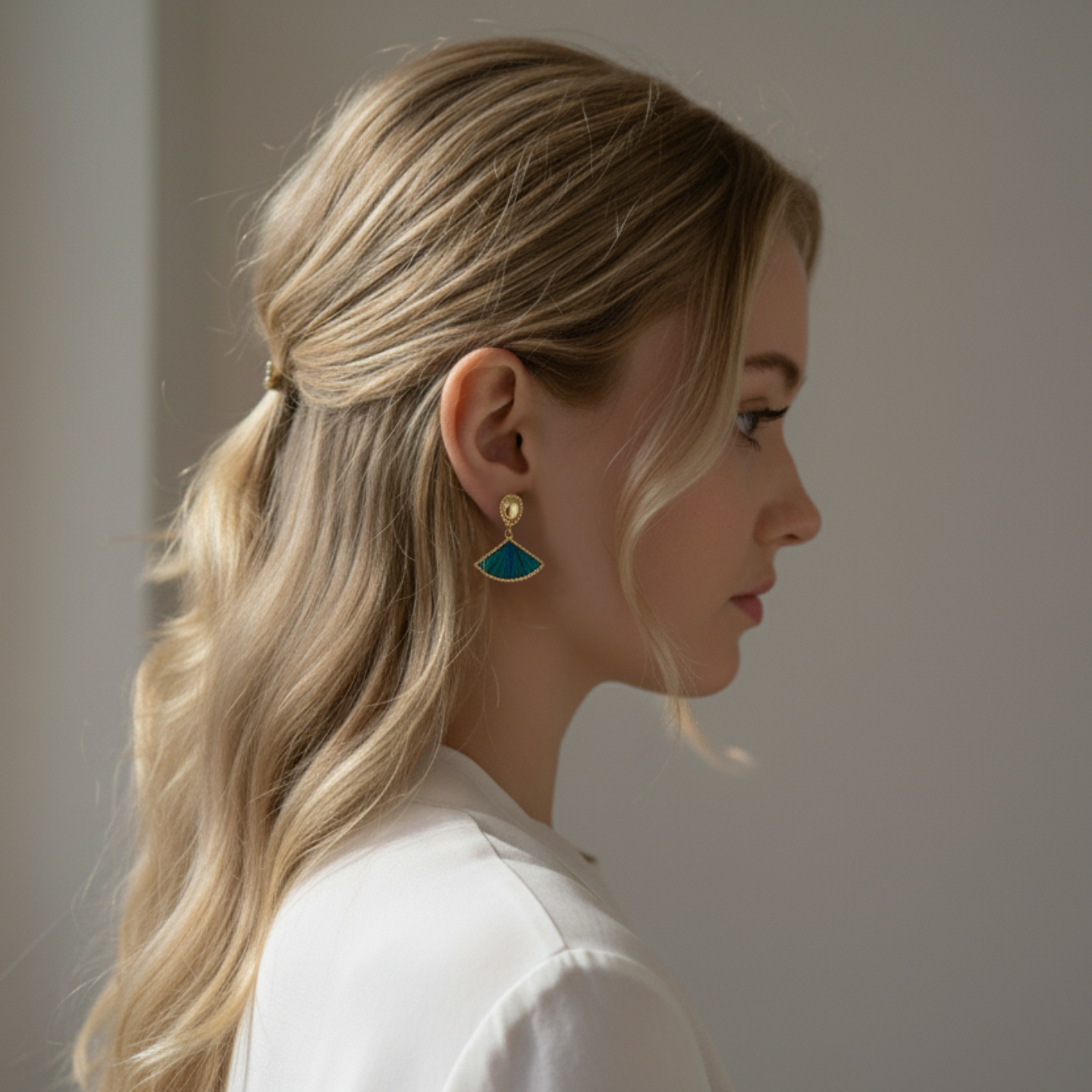 Dian Cui Stud Earrings – Fan Sterling Silver