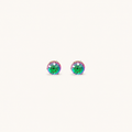 Titanium Gradient Green Crystal Globe Flat Back Stud Earrings