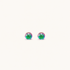Titanium Gradient Green Crystal Globe Flat Back Stud Earrings