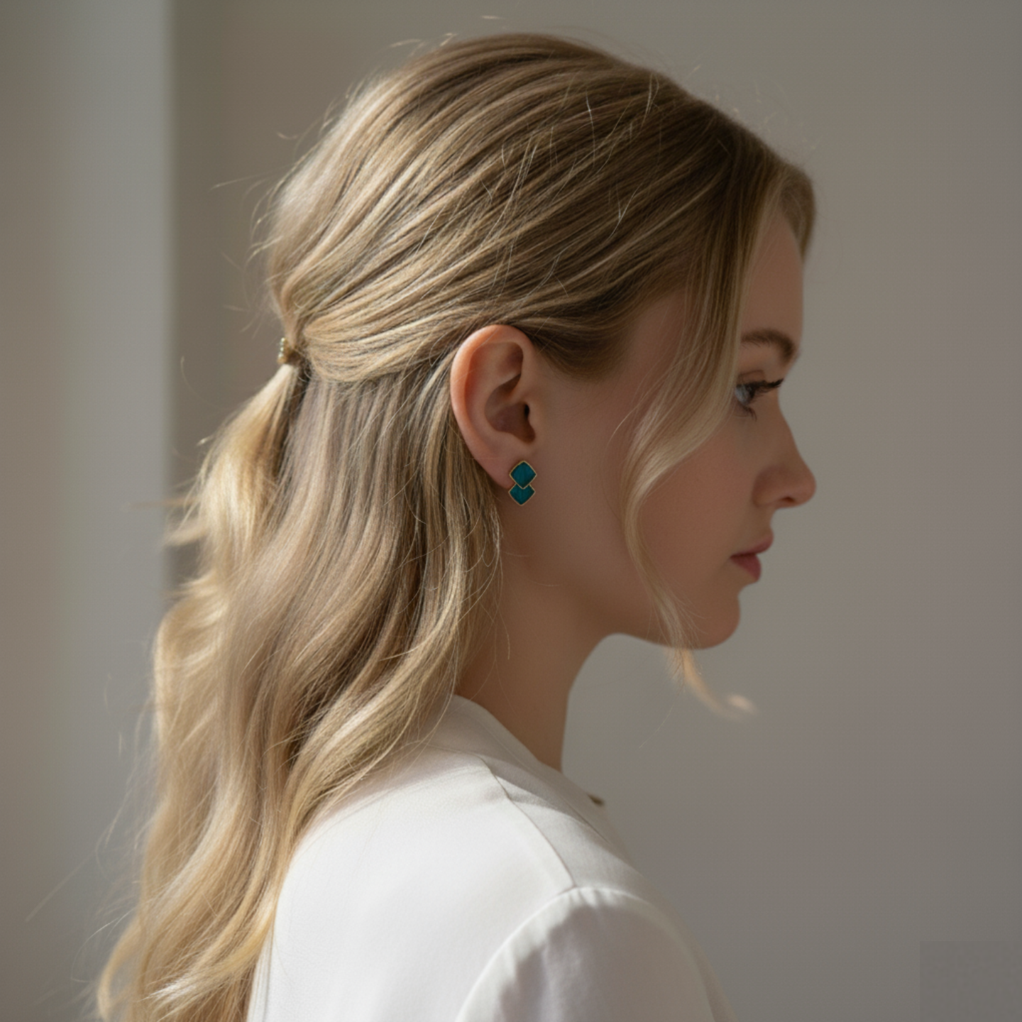 Dian Cui Stud Earrings – Overlap Square Sterling Silver