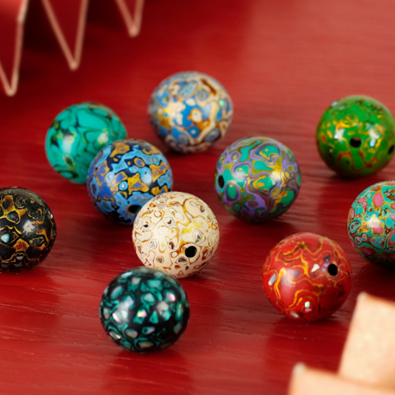 Lacquer & Nacre Inlay Bead – 12mm