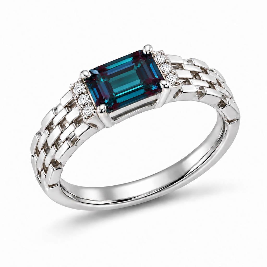 Gilded Loom Lab-Grown Alexandrite Ring