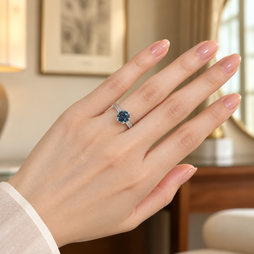 Petal Crown Lab-Grown Alexandrite Ring