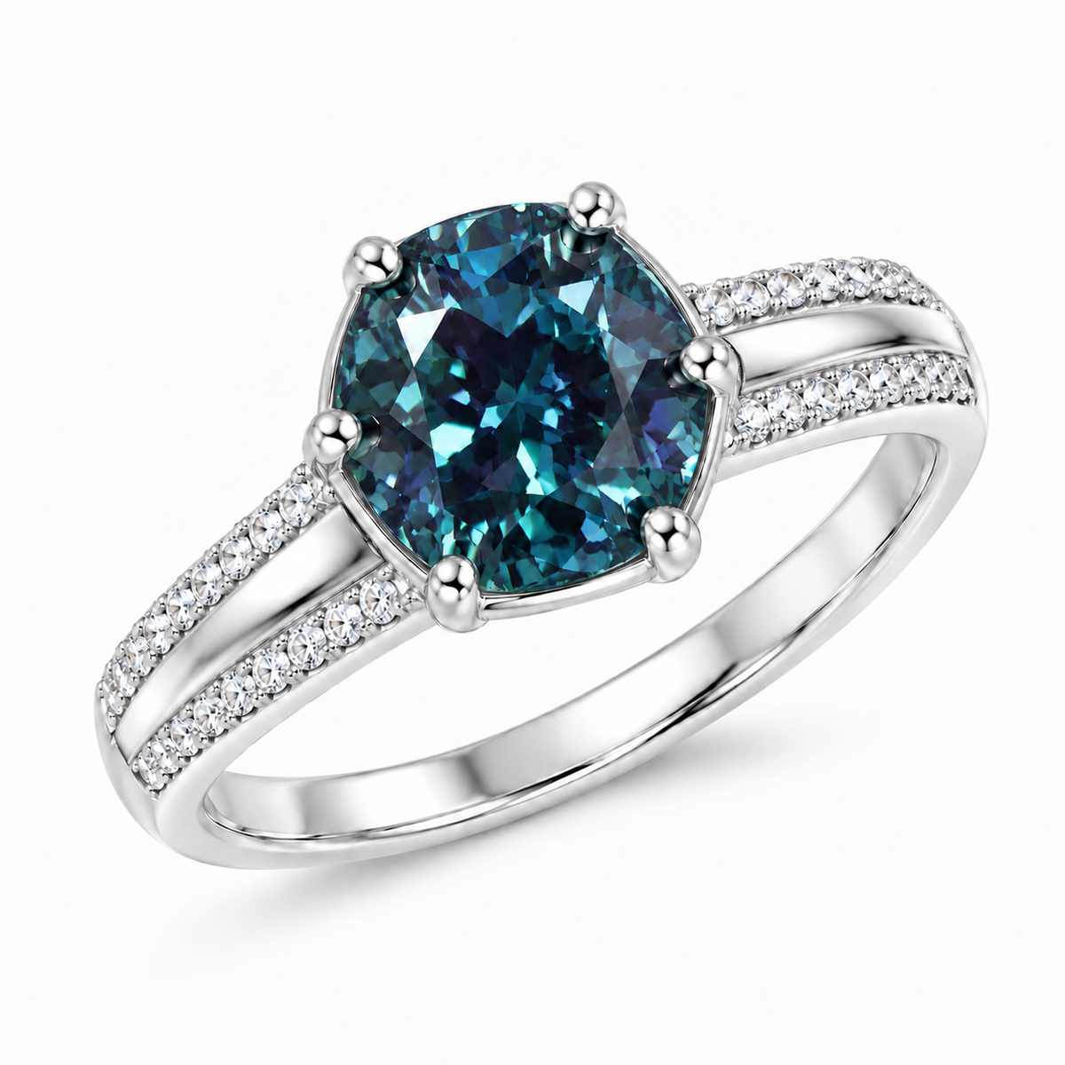 Petal Crown Lab-Grown Alexandrite Ring