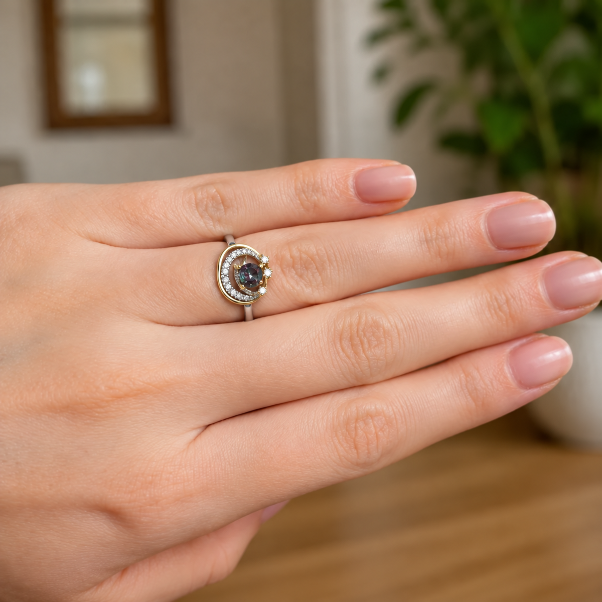 Gilded Orbit Lab-Grown Alexandrite Ring