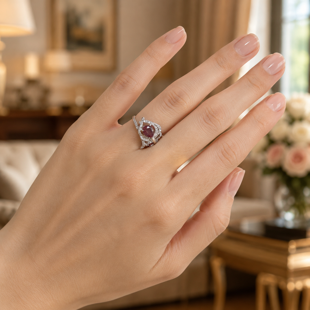 Starlit Crescent Lab-Grown Alexandrite Ring