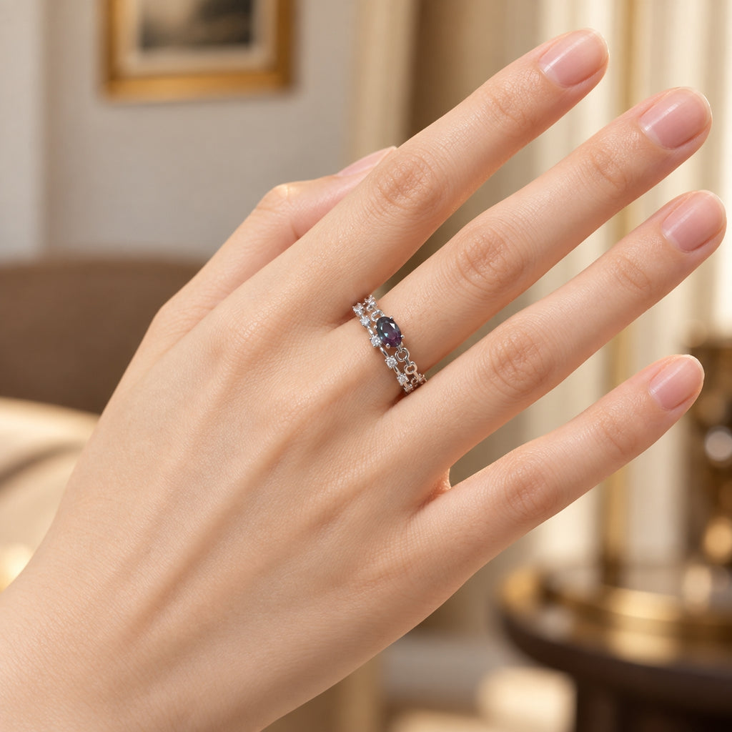 Linklight Lab-Grown Alexandrite Ring