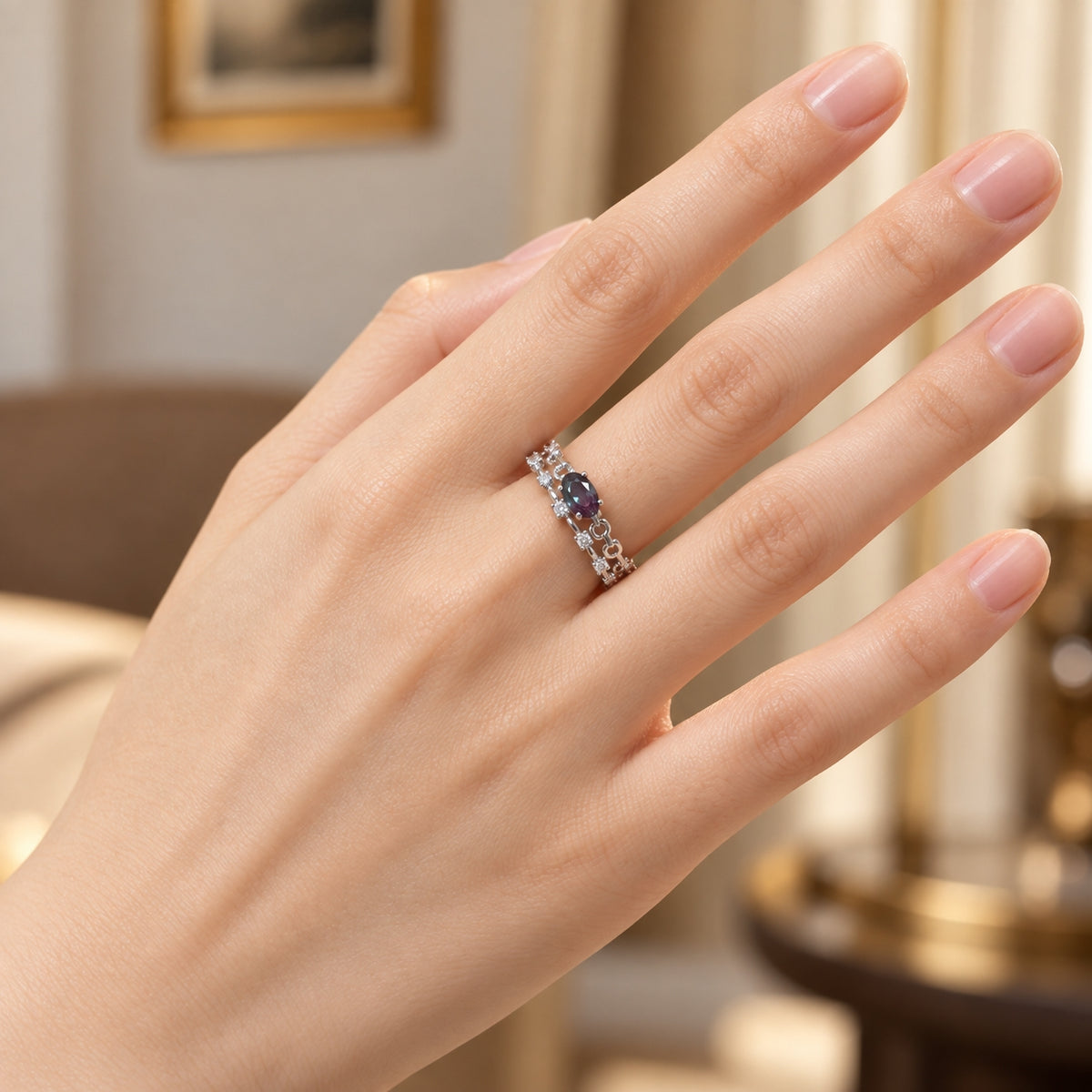 Linklight Lab-Grown Alexandrite Ring