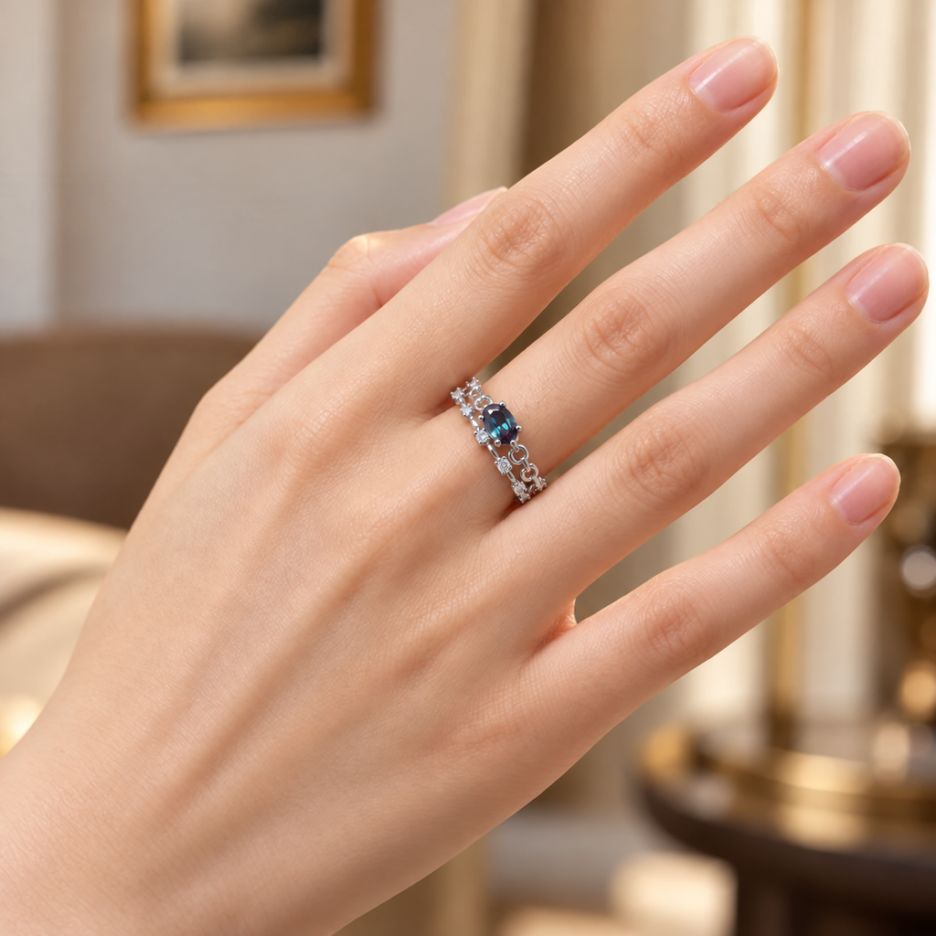 Linklight Lab-Grown Alexandrite Ring