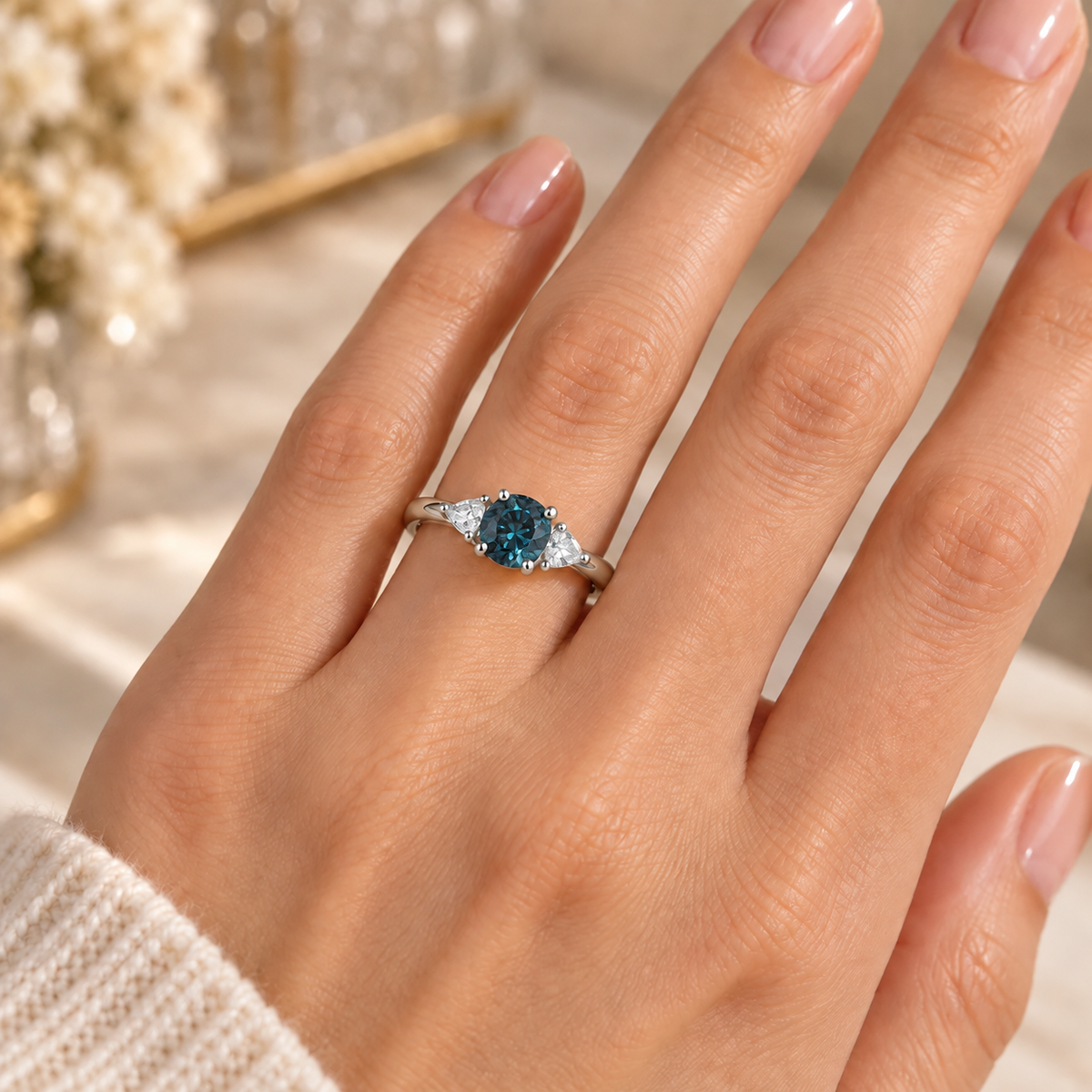 Triune Lab-Grown Alexandrite Ring