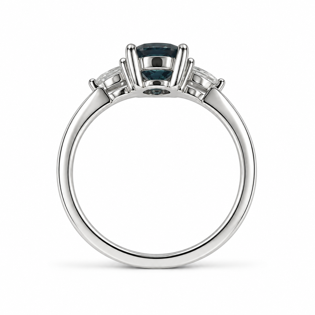 Triune Lab-Grown Alexandrite Ring