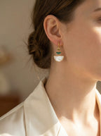 Verdant Fan Geometric Earrings – S925 Silver / Gold