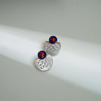 Auspicious Cloud Carved Stud Earrings – Mother of Pearl / Lapis Lazuli
