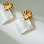 Luminous Square Geometric Stud Earrings – Mother of Pearl / Gold Vermeil