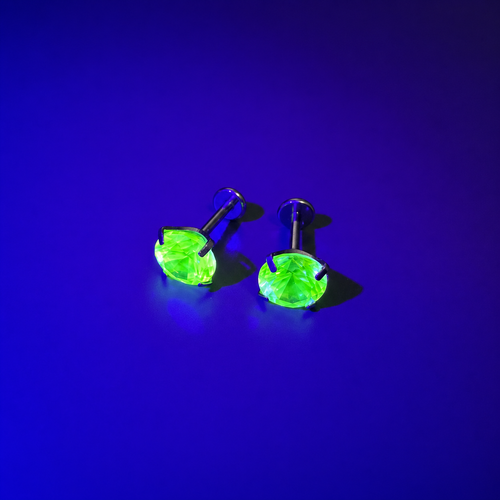 LuAG Fluorescent Titanium Flat Back Earrings