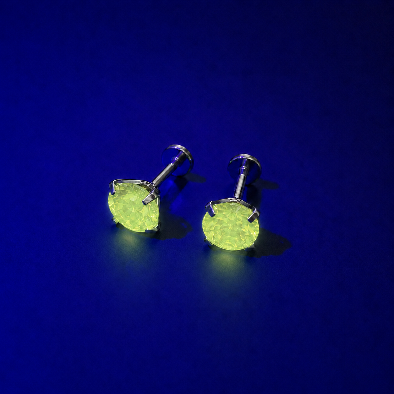 YAG Fluorescent Titanium Flat Back Earrings