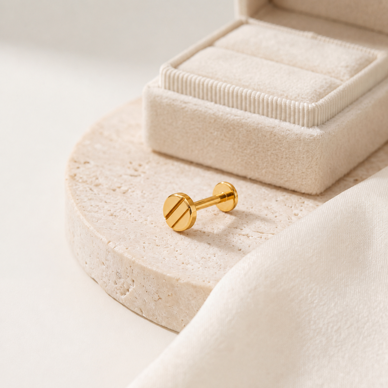 Slotted Screw Titanium Flat Back Earring