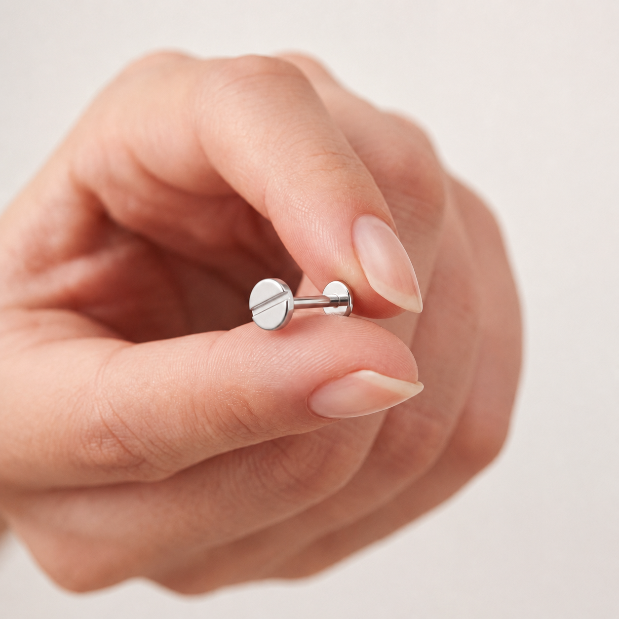 Slotted Screw Titanium Flat Back Earring