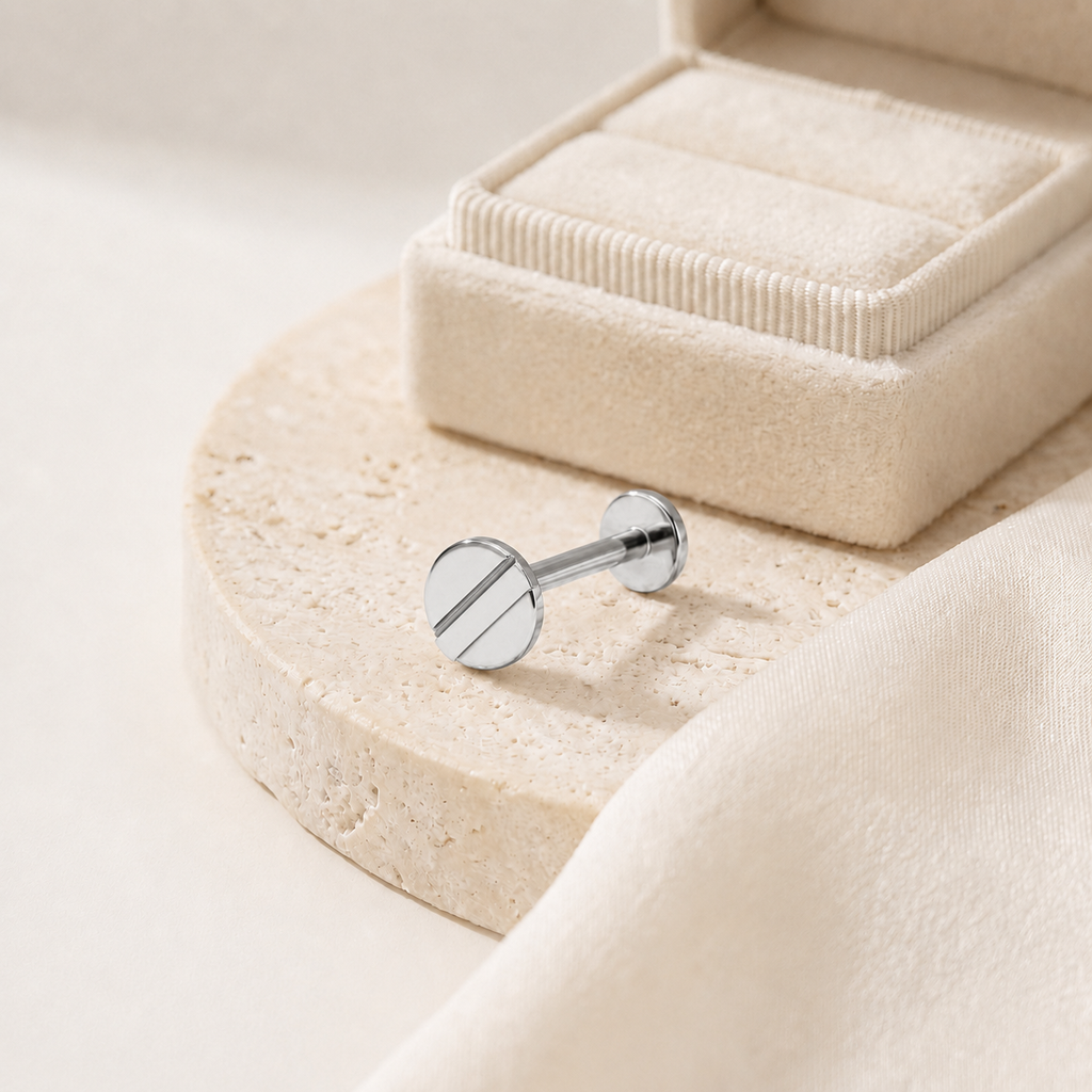 Slotted Screw Titanium Flat Back Earring