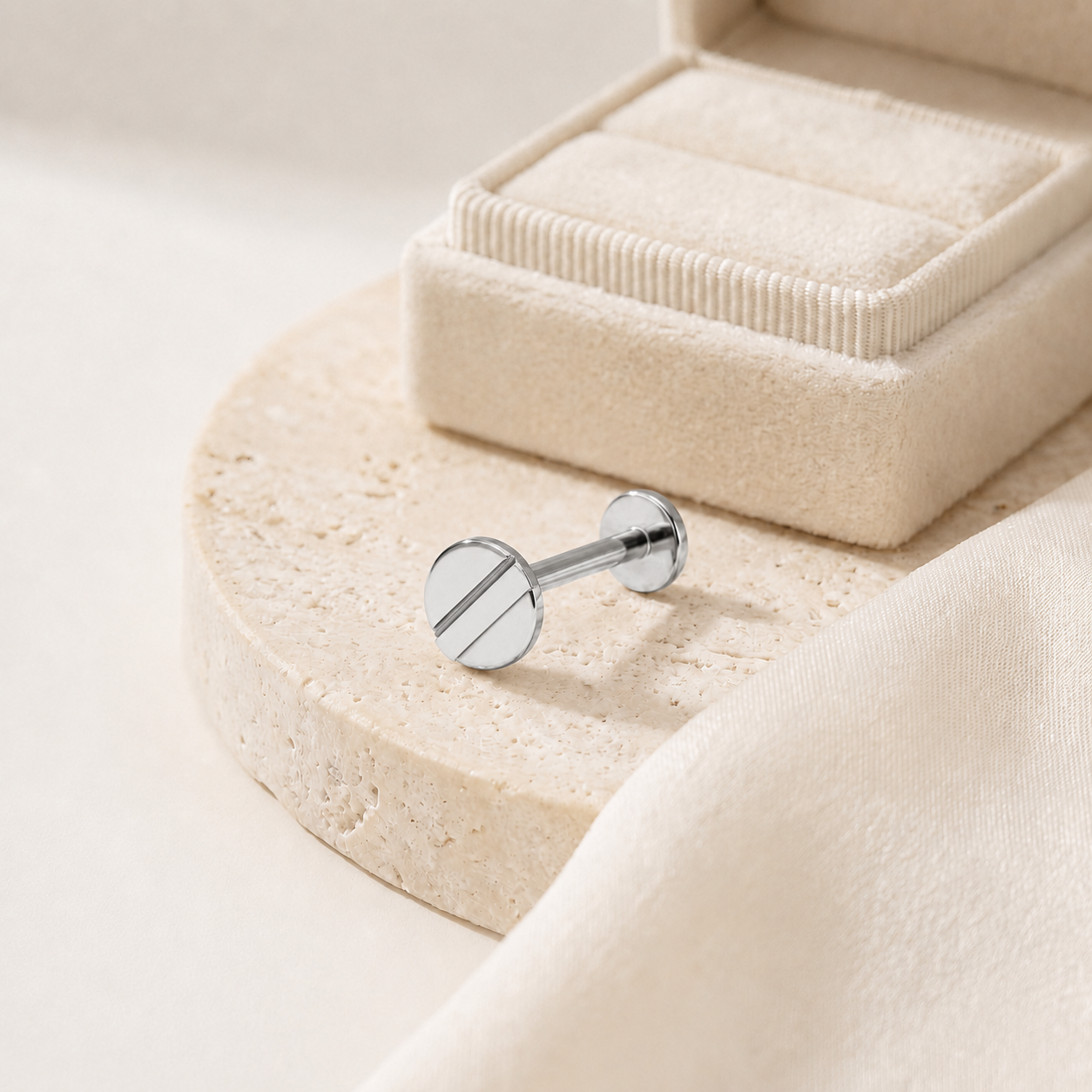 Slotted Screw Titanium Flat Back Earring