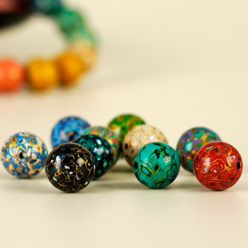 Lacquer & Nacre Inlay Bead – 12mm