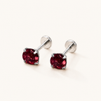 Lab-Grown Pigeon Blood Ruby Titanium Flat Back Earrings