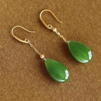 Hetian Jade Teardrop Earrings – 18K Gold Vermeil