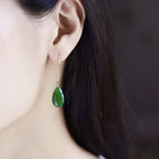Hetian Jade Teardrop Earrings – 18K Gold Vermeil