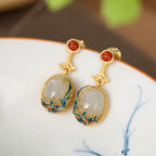 Enamel & Hetian Jade Vine Collection – Ring / Stud Earrings / Bracelet / Pendant, 18K Gold Vermeil