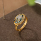 Enamel & Hetian Jade Vine Collection – Ring / Stud Earrings / Bracelet / Pendant, 18K Gold Vermeil