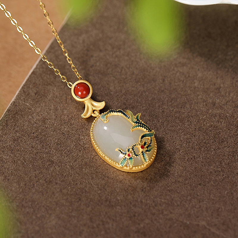 Enamel & Hetian Jade Vine Collection – Ring / Stud Earrings / Bracelet / Pendant, 18K Gold Vermeil