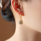 Smoky Purple Hetian Jade Amulet Earrings – 18K Gold Vermeil