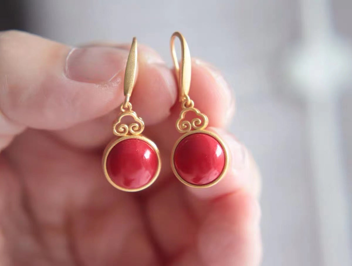 Smoky Purple Hetian Jade Amulet Earrings – 18K Gold Vermeil