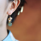 Hetian Jade Amulet & Pearl Earrings – 18K Gold Vermeil