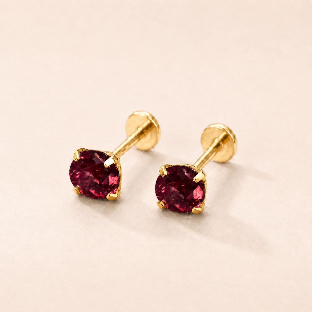 Lab-Grown Pigeon Blood Ruby Titanium Flat Back Earrings