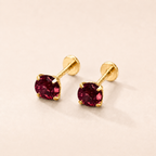 Lab-Grown Pigeon Blood Ruby Titanium Flat Back Earrings