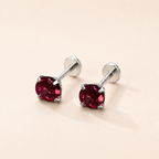 Lab-Grown Pigeon Blood Ruby Titanium Flat Back Earrings