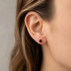 Lab-Grown Pigeon Blood Ruby Titanium Flat Back Earrings