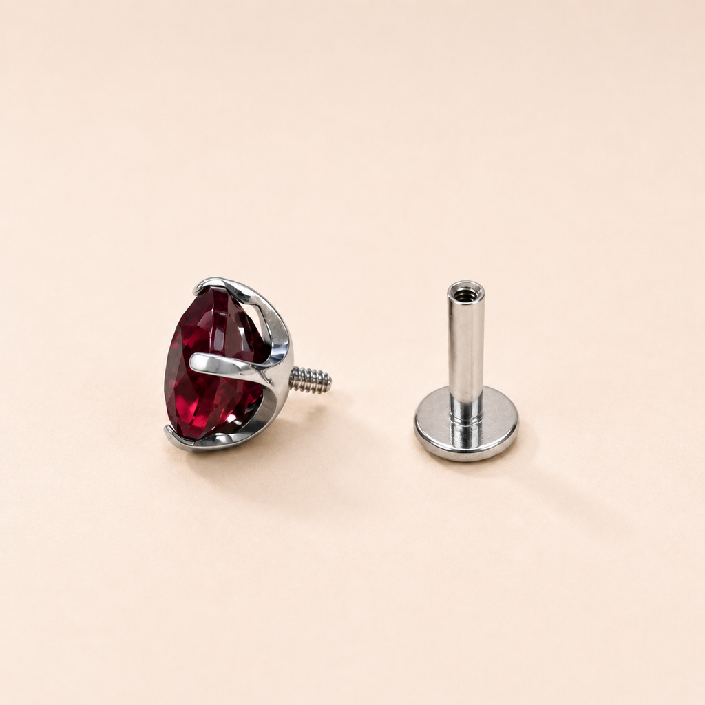 Lab-Grown Pigeon Blood Ruby Titanium Flat Back Earrings