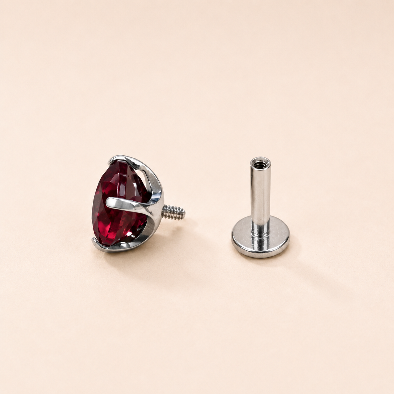 Lab-Grown Pigeon Blood Ruby Titanium Flat Back Earrings