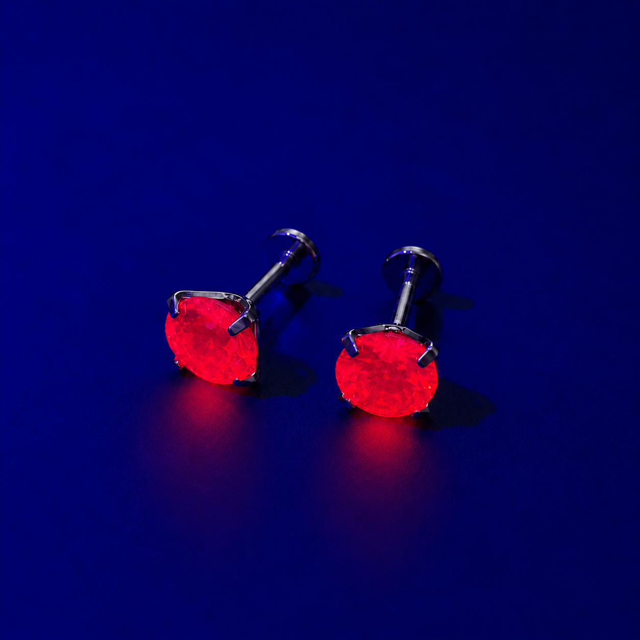 Lab-Grown Alexandrite Titanium Flat Back Earrings
