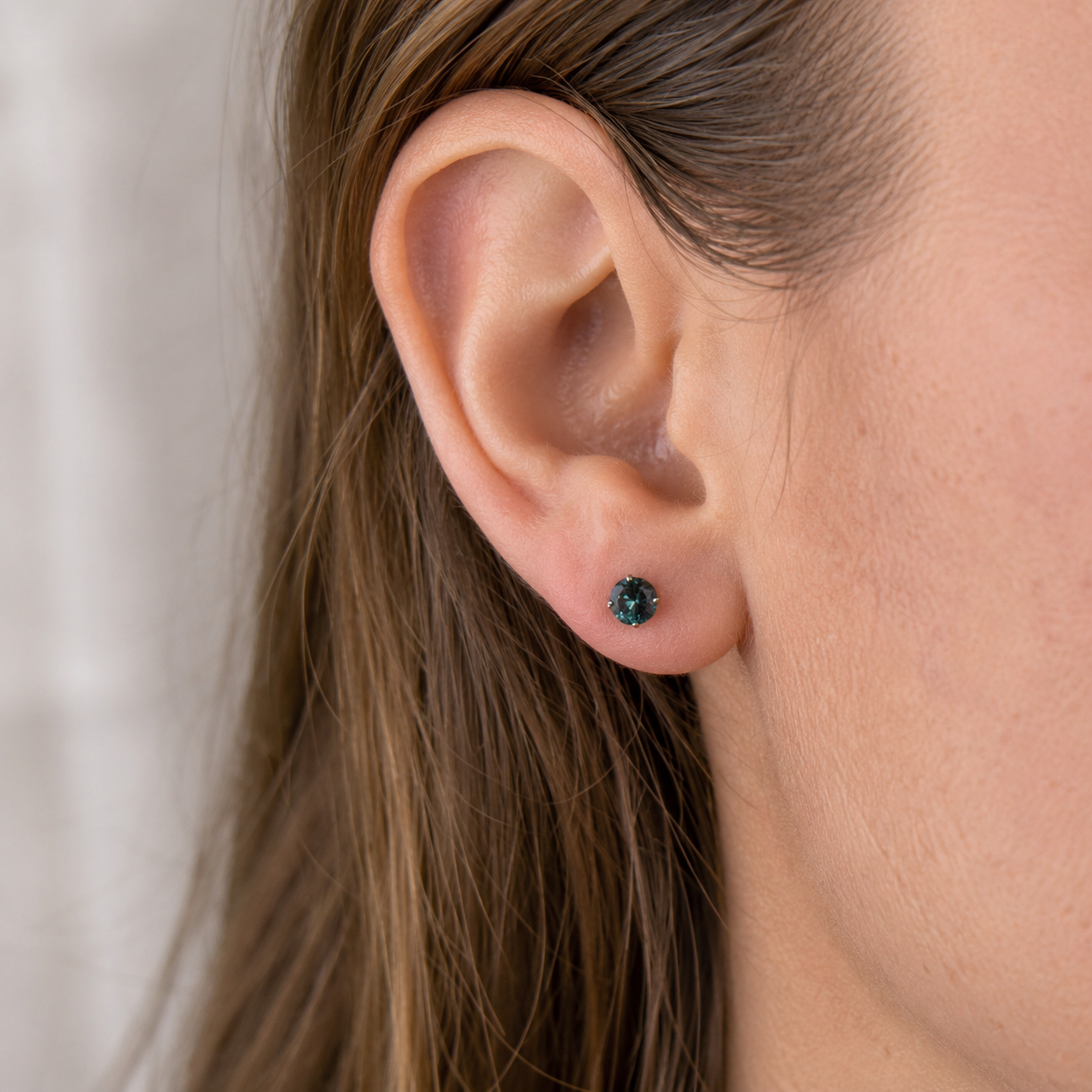 Lab-Grown Alexandrite Titanium Flat Back Earrings