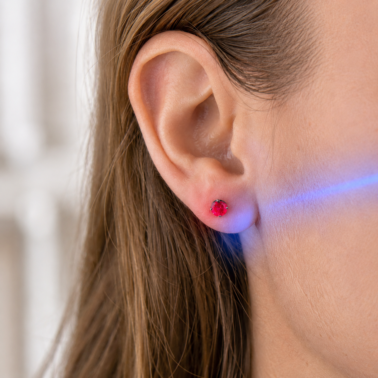 Lab-Grown Alexandrite Titanium Flat Back Earrings