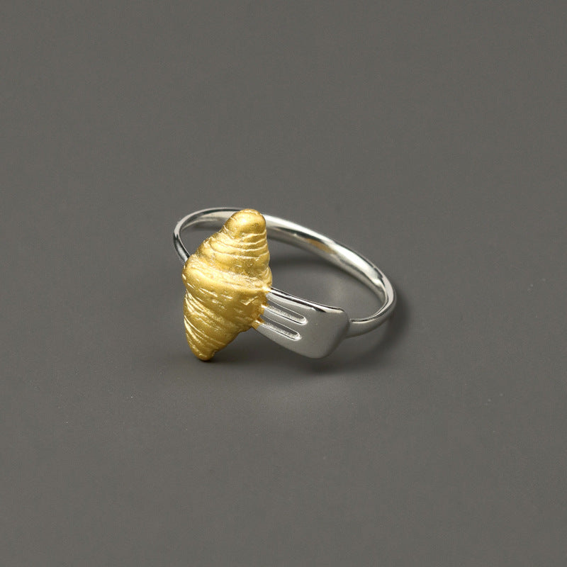 Croissant Fork Open Ring – Sterling Silver