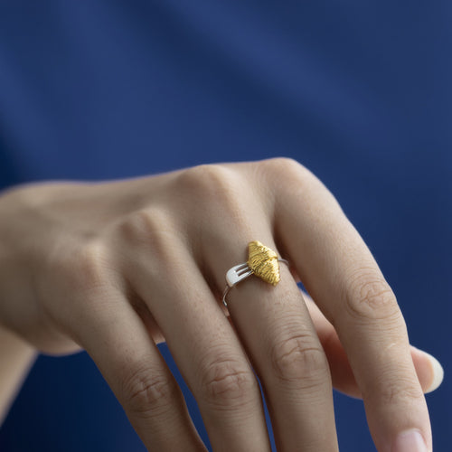 Croissant-Gabel offener Ring – Sterlingsilber